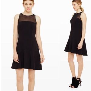 Black Club Monaco Dress Peplum Bottom & Mesh Top